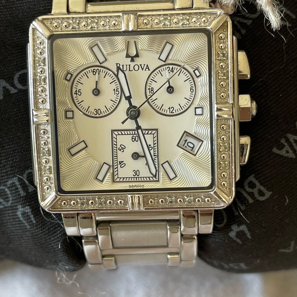 Bulova Silver Watch with Crystal Details